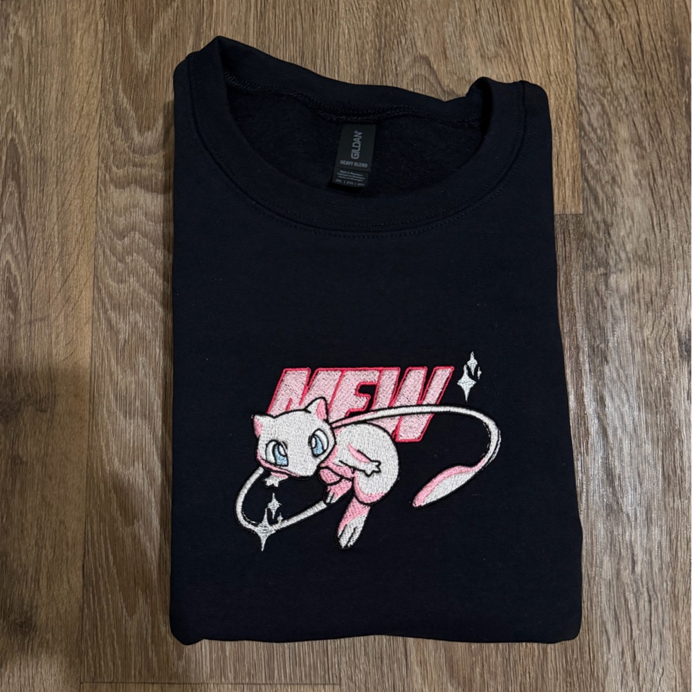 Unisex Mew Pokémon Black Sweatshirt